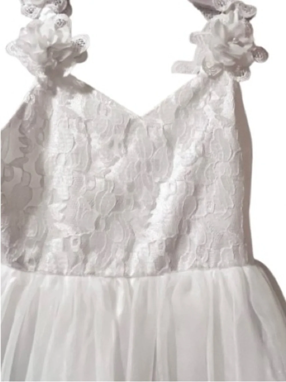 🆕- Lefiel- White Floral Bodice Bow Tulle Dress for Girls. Size: 6